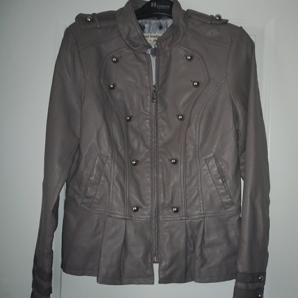 Steve Madden Gray Military Vegan Leather Jacket